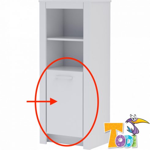 Todi White Bunny ajtó, keskeny nyitott polcos szekrényhez  (140 cm magas)