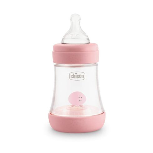 Chicco Perfect5 150 ml-es cumisüveg lassú folyású szilikon cumival 0m+ - Rózsaszín