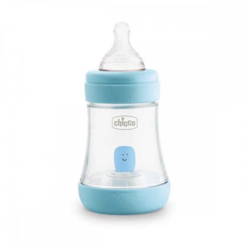 Chicco Perfect5 150 ml-es cumisüveg lassú folyású szilikon cumival 0m+ - Kék