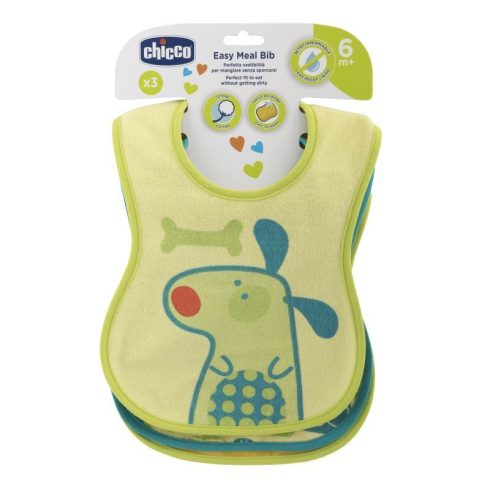 Chicco Easy Meal Bib frottir előke 6m+ 3 db-os - Neutral